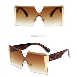 Brown Transparent Wide Frame Sunglasses
